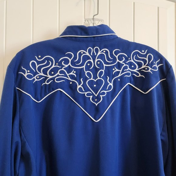 Women's Scully Western Blue Snap button Shirt XXL - Picture 9 of 16